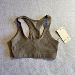 MATE the label Organic Cotton Stretch Sports Bra Pebble Racerback Top XS
